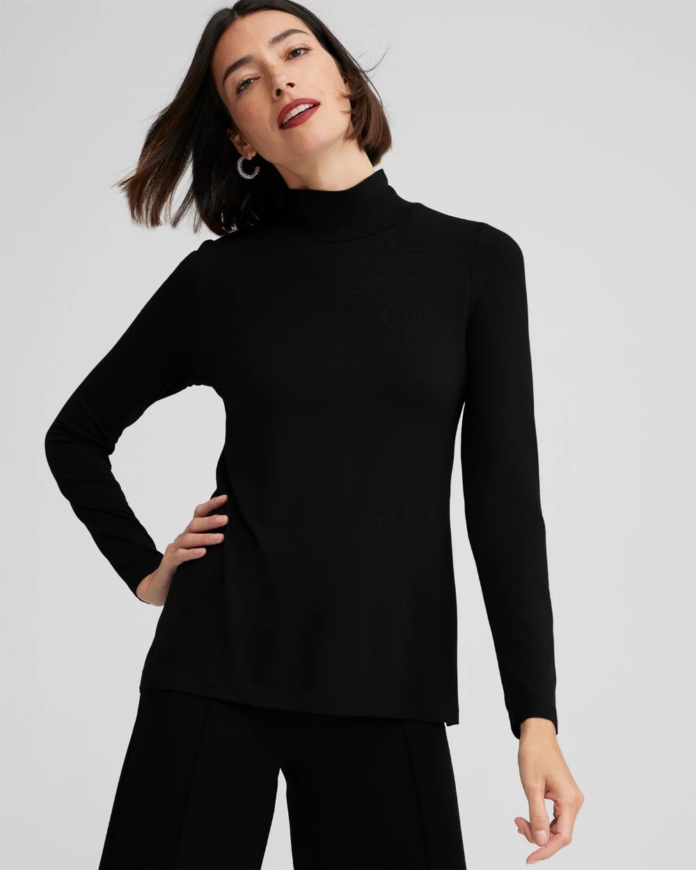 Touch of Cool Zebra Mock Neck Layering Tee | Chico's Touch of Cool Zebra Mock Neck Layering Tee | Chico's